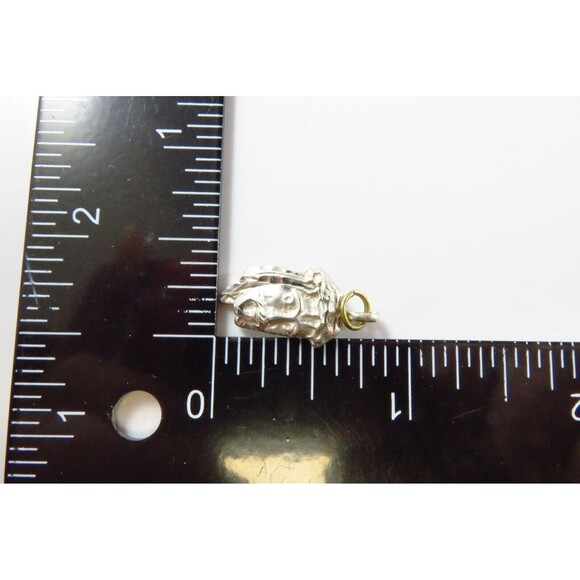 Jesus Head Charm or Pendant in Sterling Silver Polished Acid Washed Accented - Picture 3 of 3